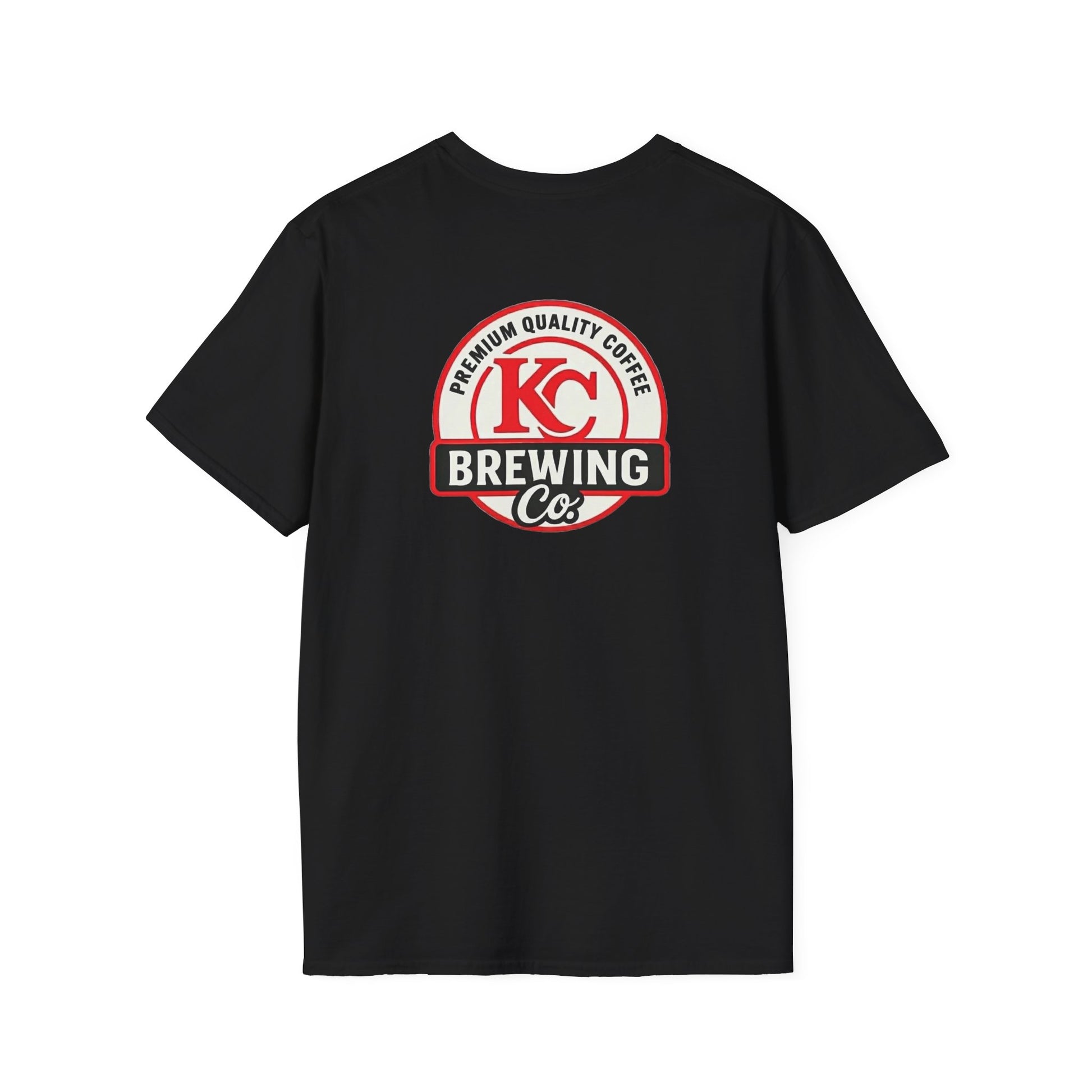 Black T-shirt with KC Brewing Co premium quality coffee logo on back
