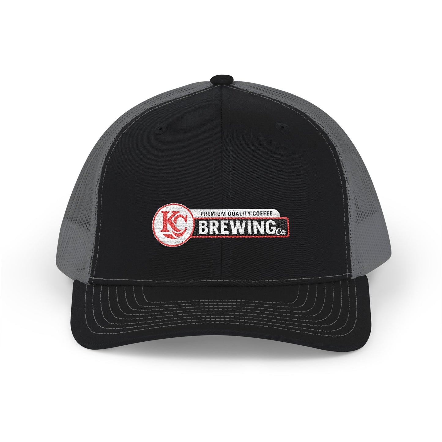 Black and gray cap with KC Brewing logo on a white background