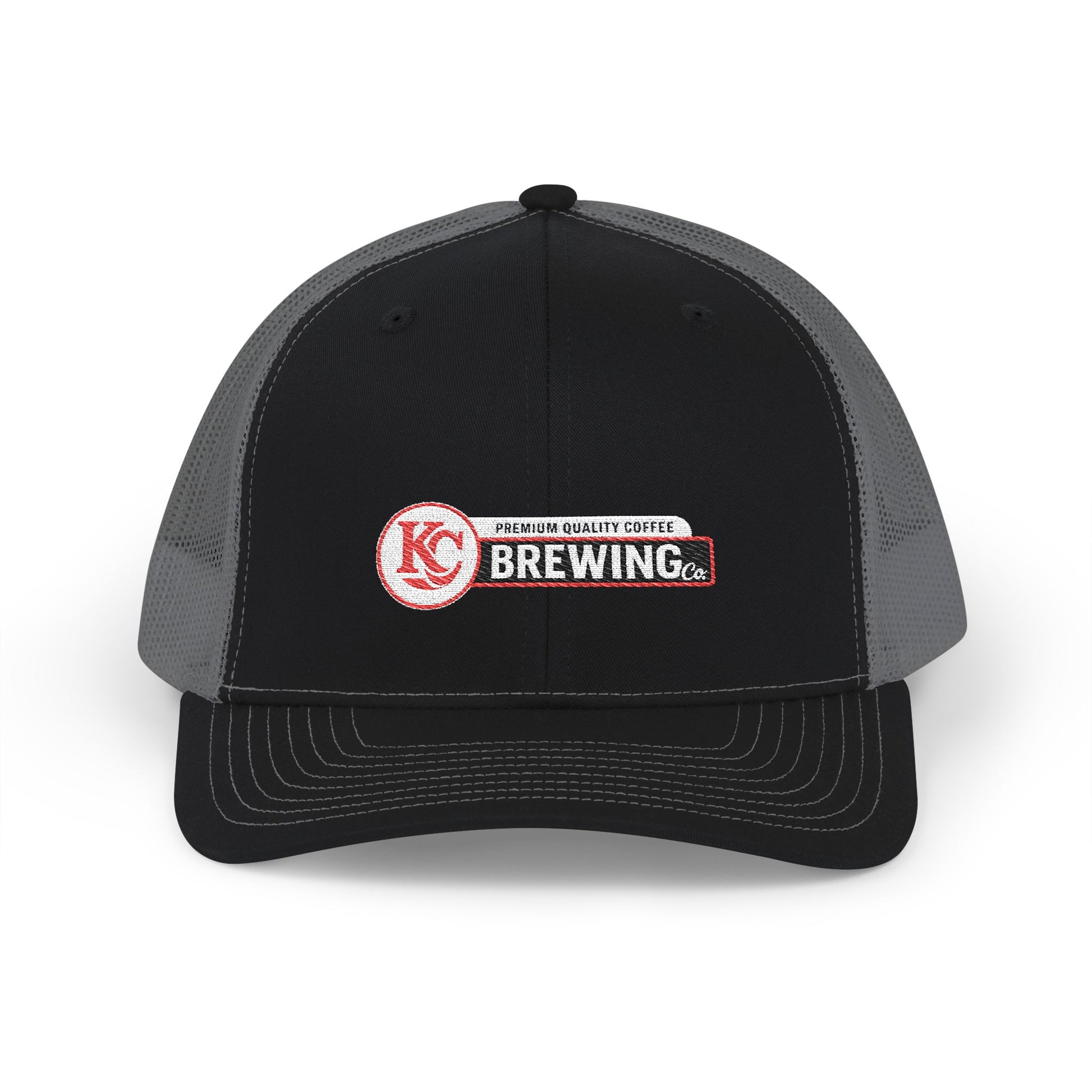 Black and gray cap with KC Brewing logo on a white background